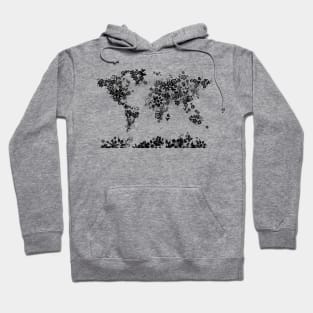 world map floral Hoodie